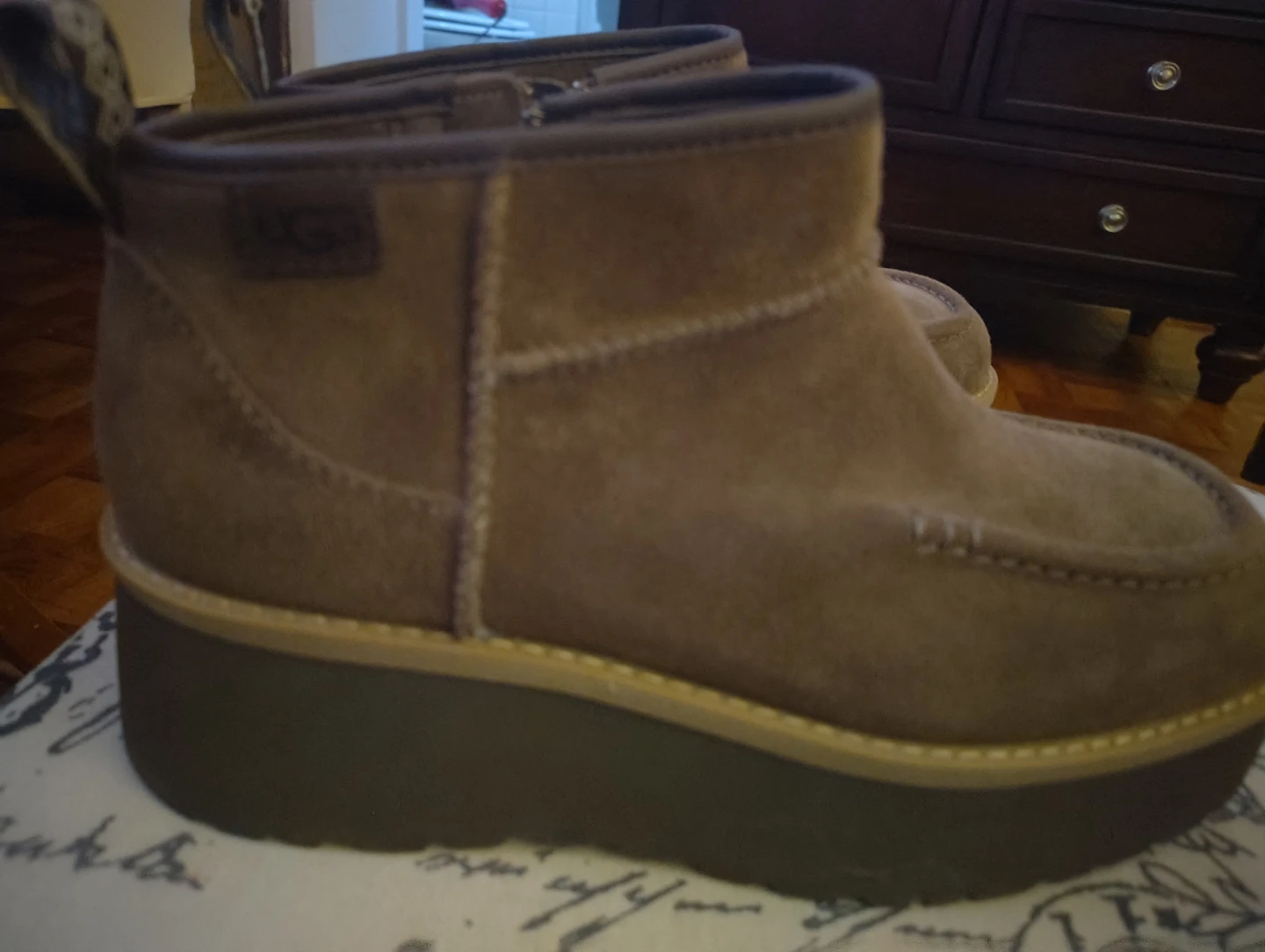 Ugg Brown Suede Platform Ankle Boots