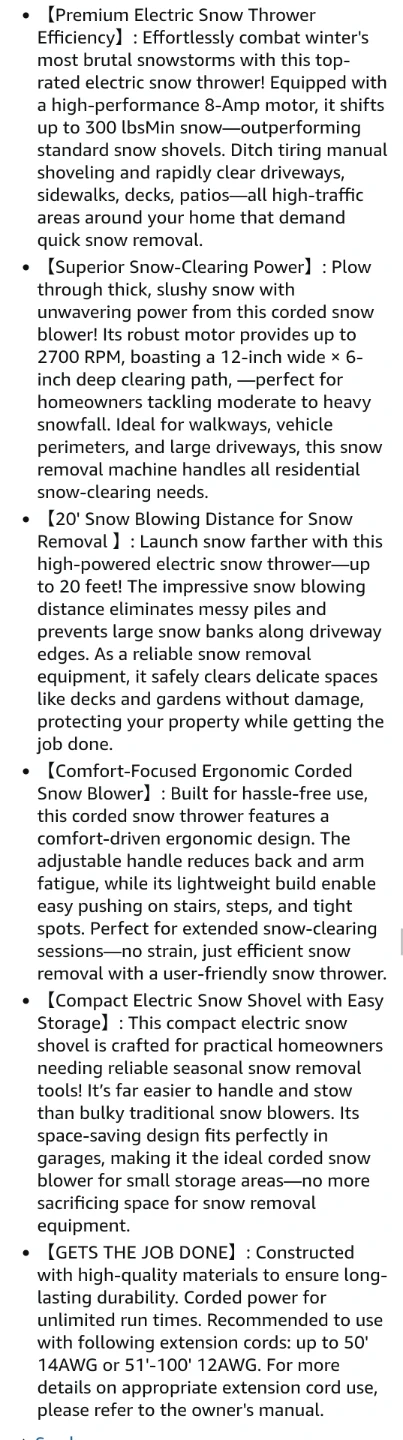 Greenworks 8 Amp 12-Inch Electric Corded Snow Shovel - photo 5