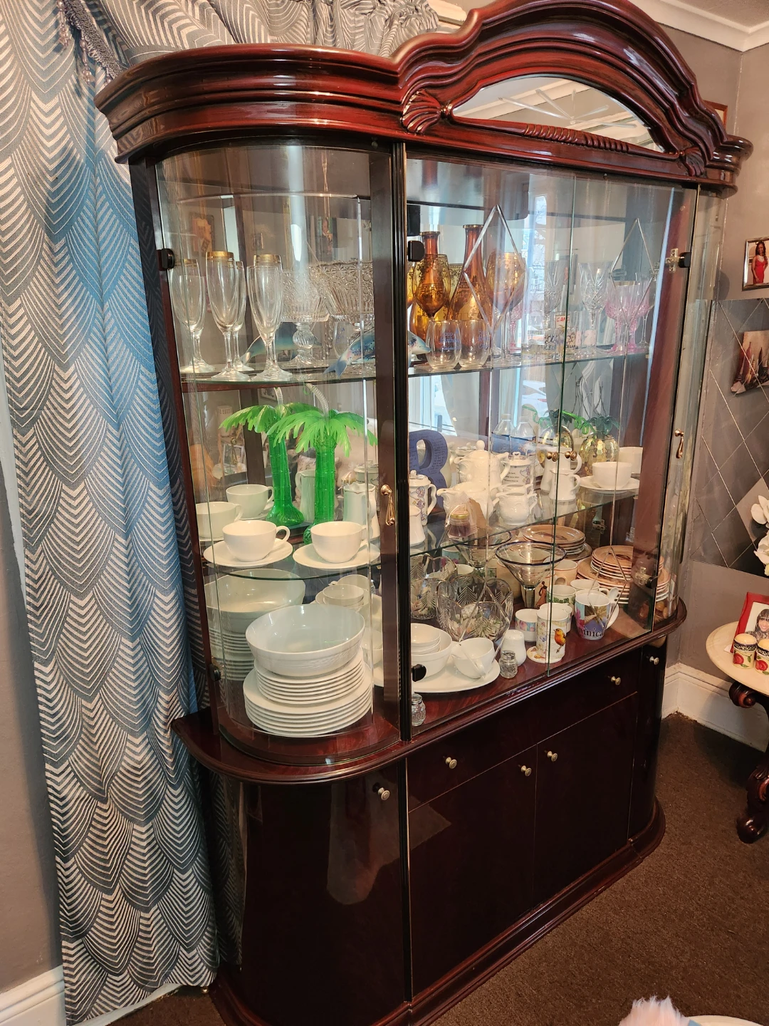 Cherry Curio Cabinet with Glass Display Shelves - photo 2