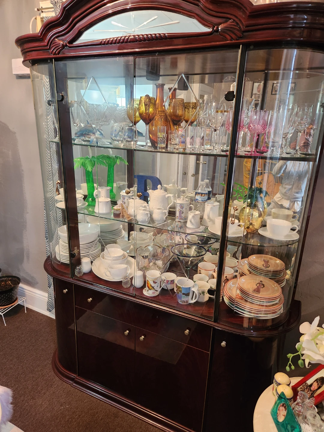 Cherry Curio Cabinet with Glass Display Shelves - photo 3
