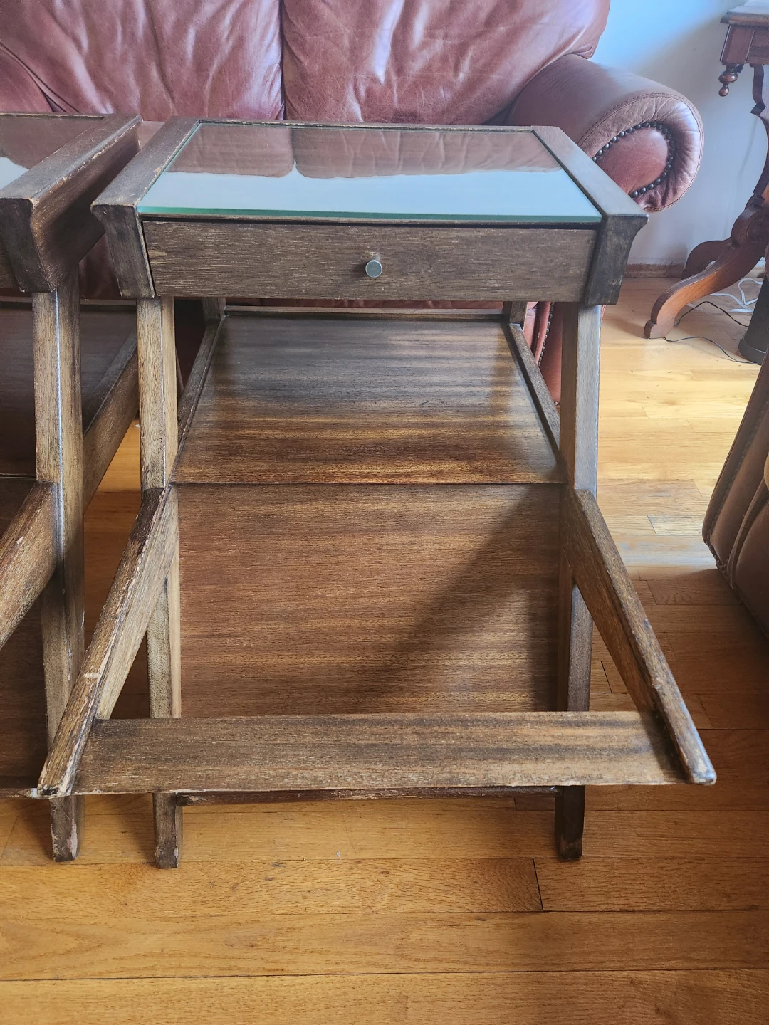 AUTH MCM Pair of BROWN SALTMAN Magazine Side tables - photo 2