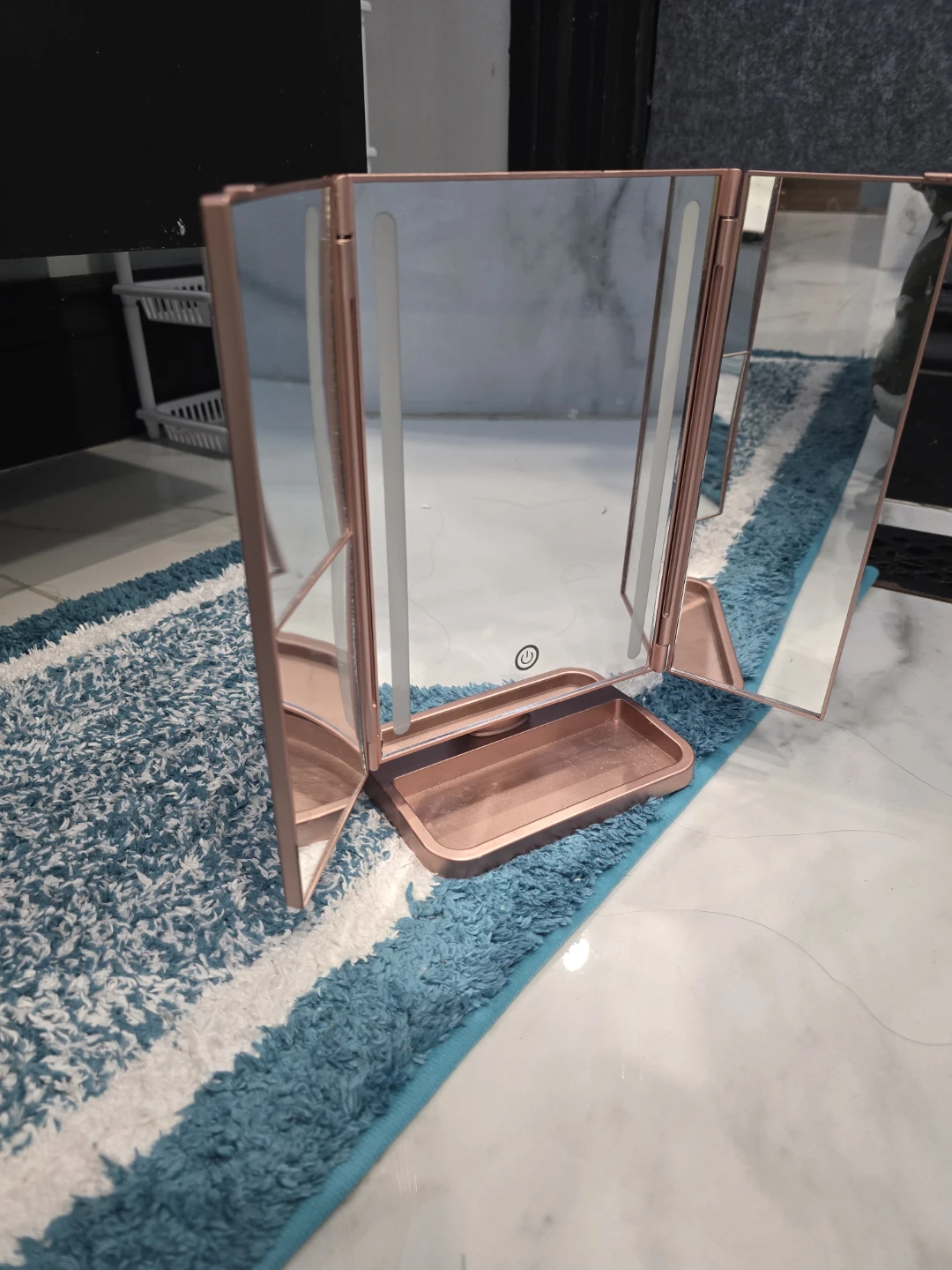 Rose Gold Tri-fold LED Makeup Mirror