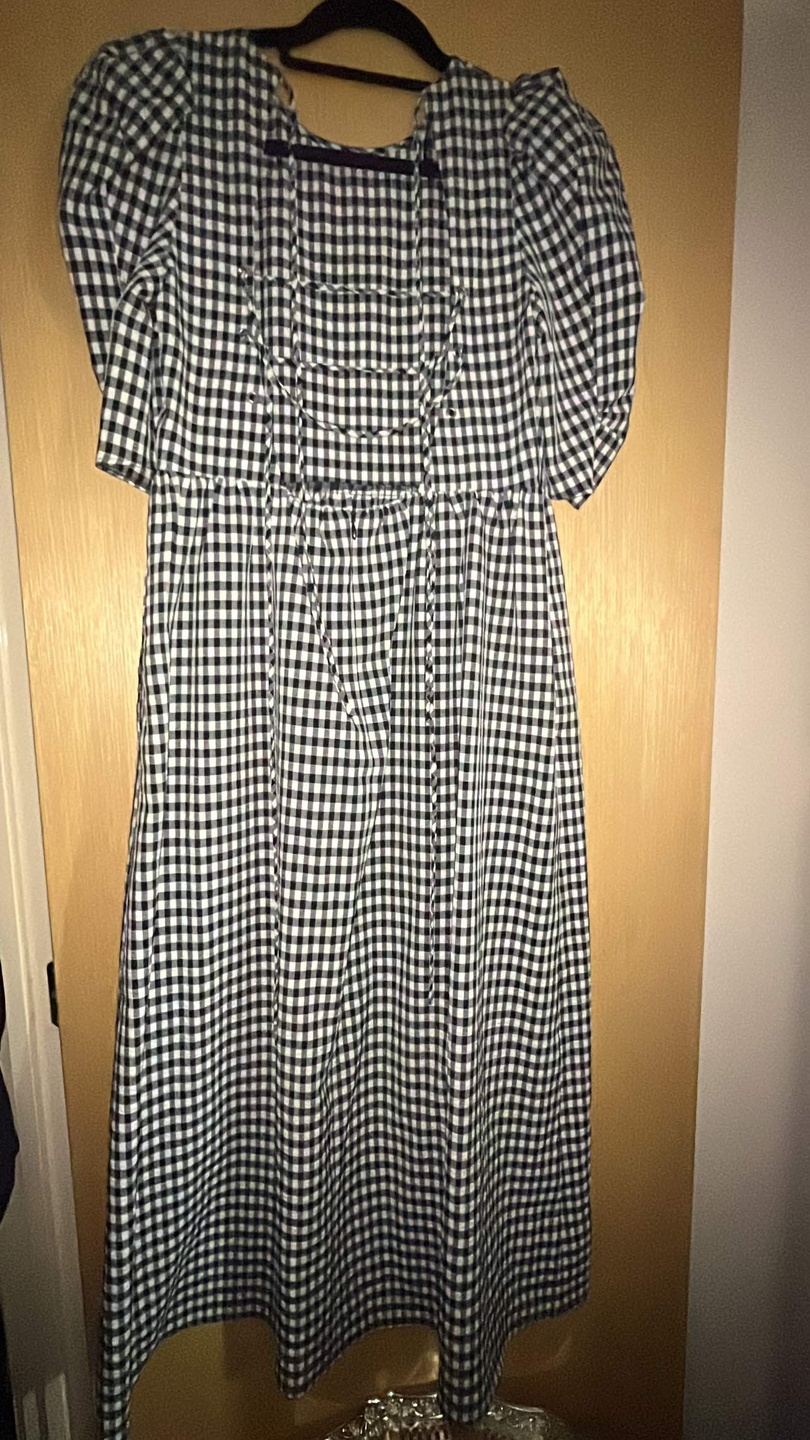 Gingham Check Puff Sleeve Midi Dress - photo 2
