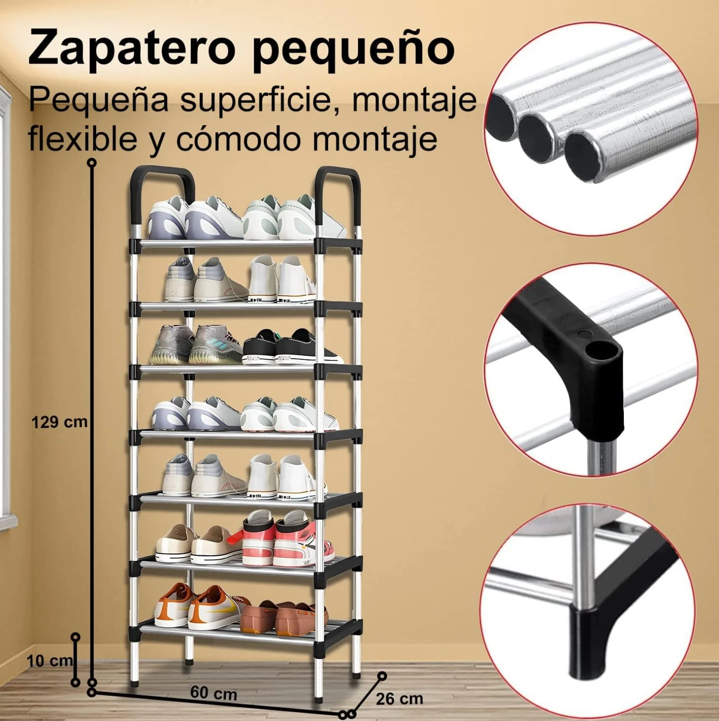 Shoe Rack 7 Levels, Stainless Steel Shoe Rack Organizer - photo 3