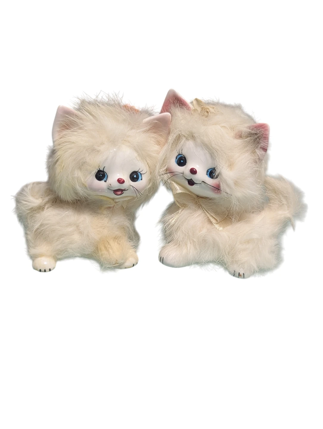 2 RARE VINTAGE KITTEN ORNAMENTS made in japan