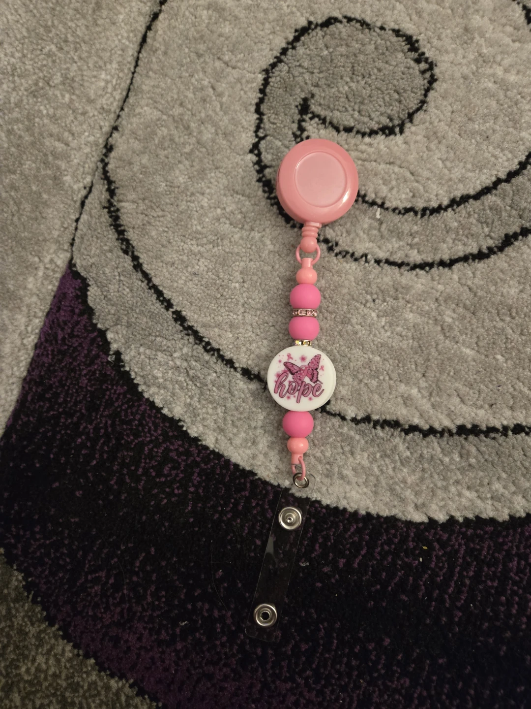 Pink Butterfly "Hope" Retractable Badge Reel