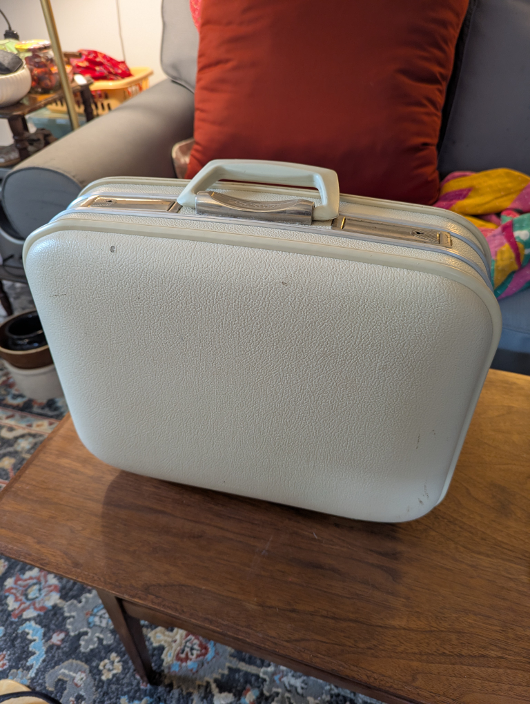 Vintage white vinyl travel case