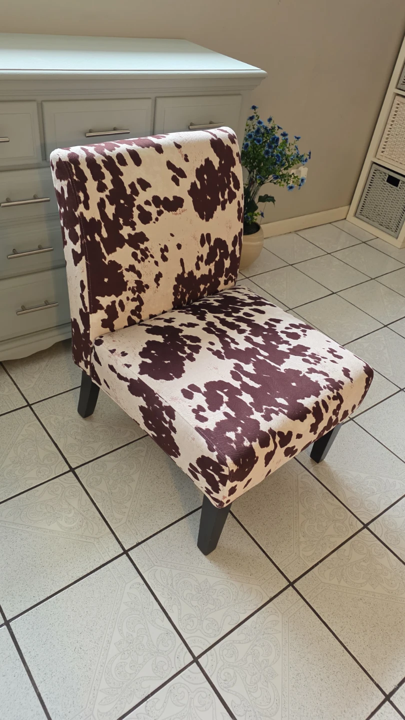 Black and White Faux Cow print Fabric Chair upholstered