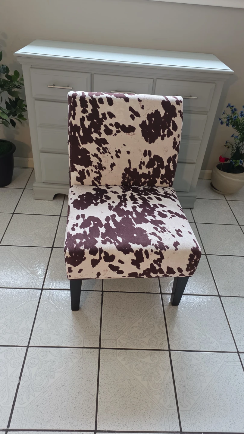Black and White Faux Cow print Fabric Chair upholstered - photo 5