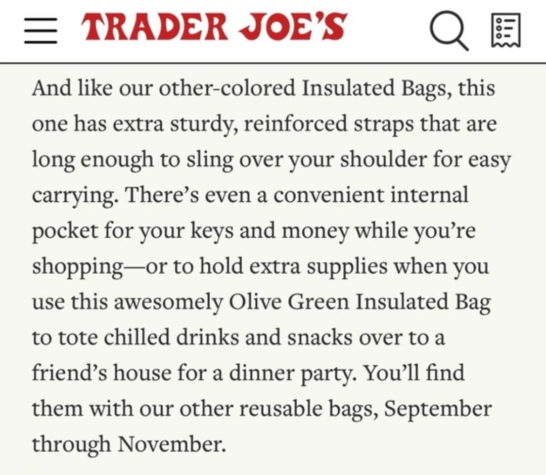 Trader Joe's Cooler Insulated Bag 8 Gallon - photo 2