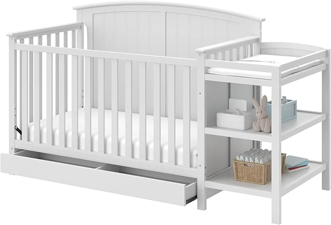 Storkcraft White Crib with Changing Station - photo 2
