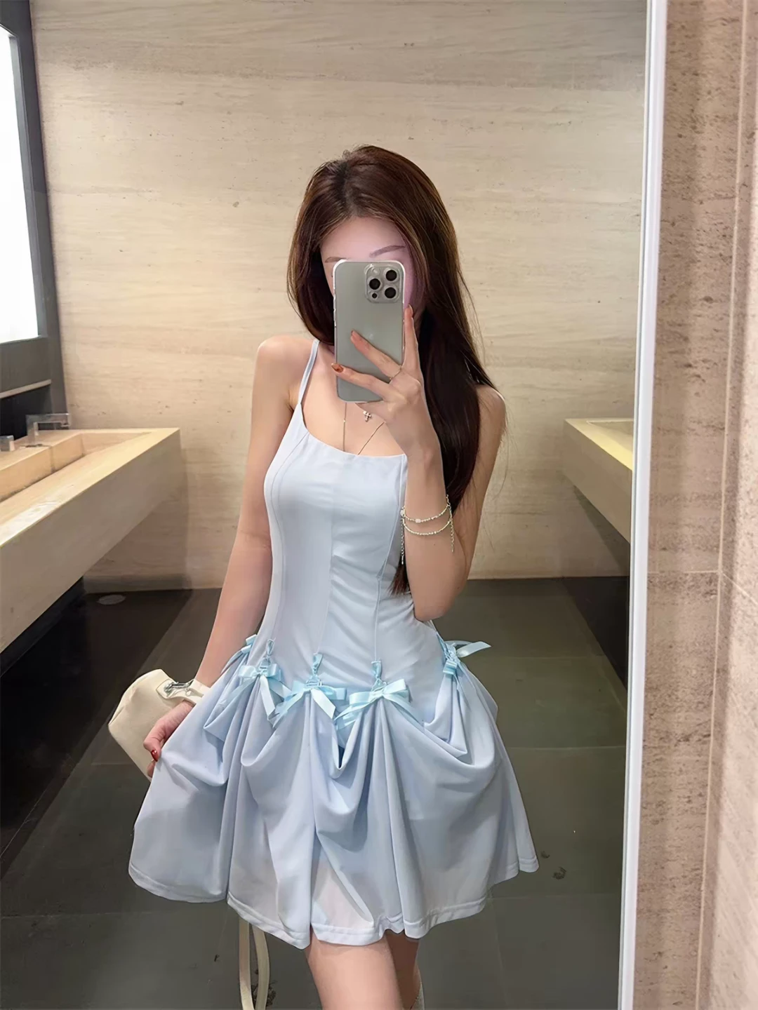 Convertible Light Blue Bow Dress - Brand New