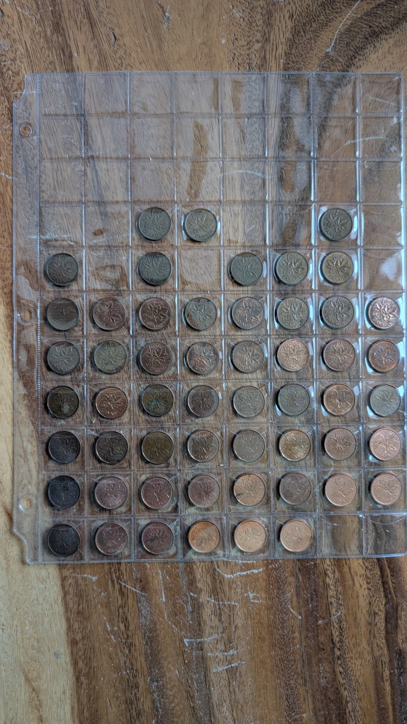 Collectible Canadian Pennies ranging from 1946-2011