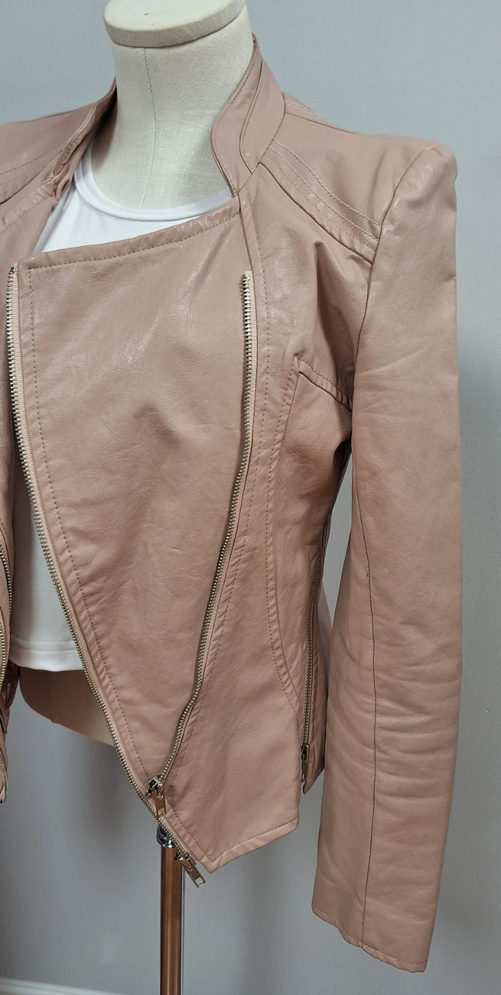 Pink Faux Leather Moto Jacket - photo 2