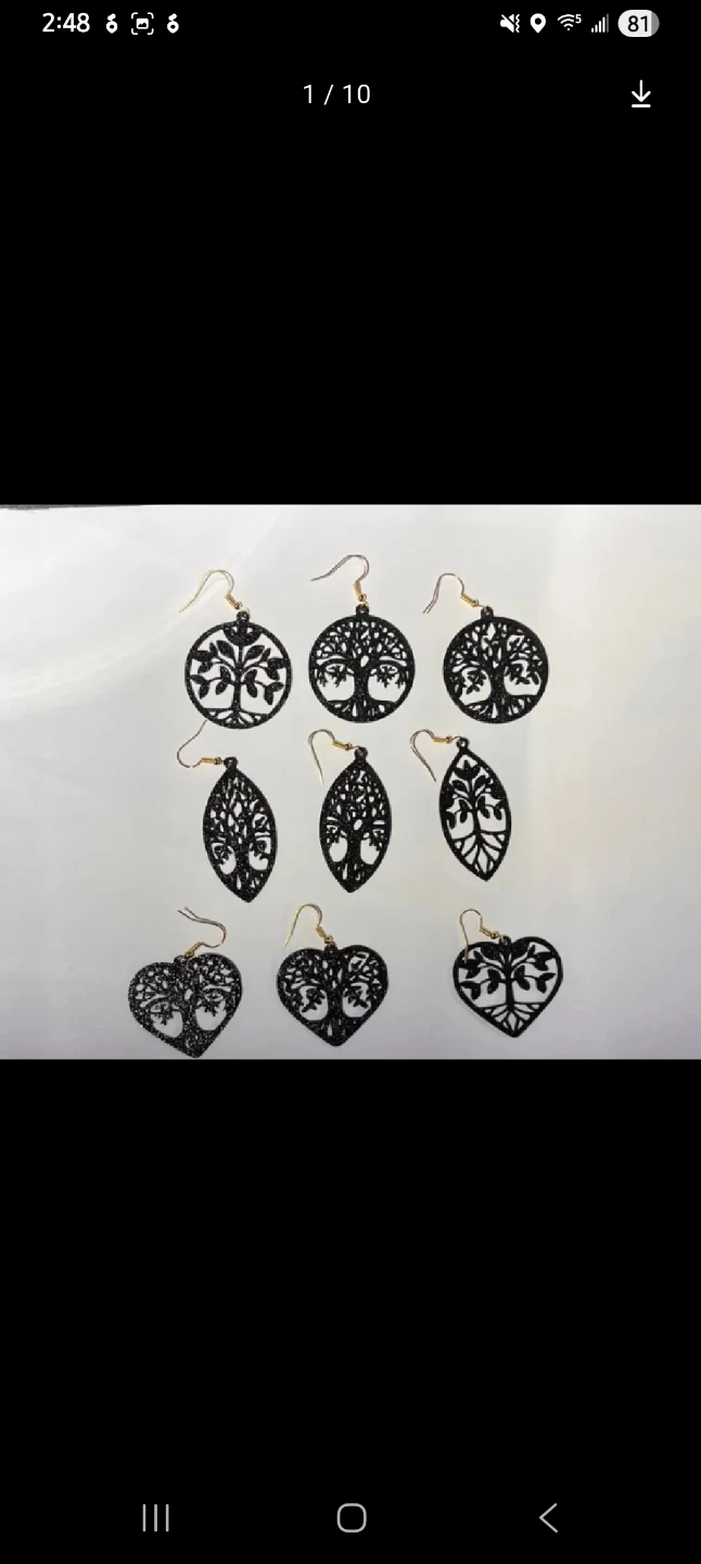 Black Tree of Life Dangle Earrings