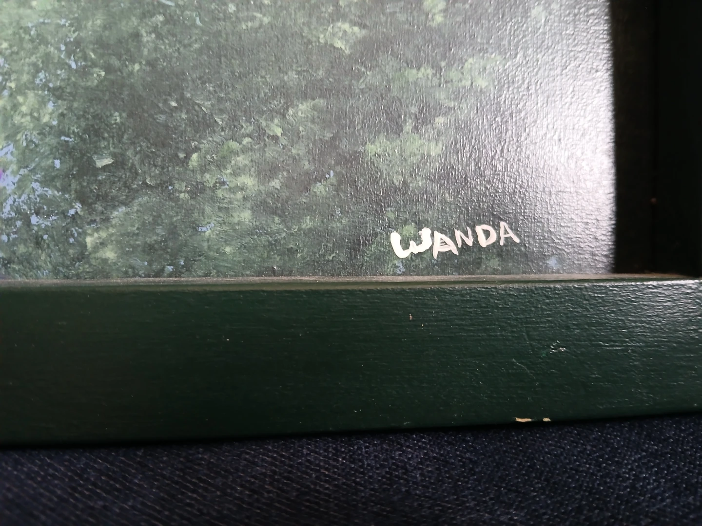Wanda Signed Landscape Painting with Church and Swans