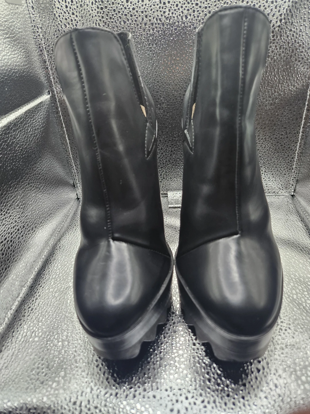 ZARA Black Chunky Platform Heel Booties