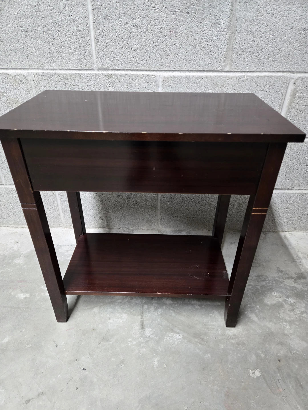 Dark Wood End Table with Drawer and Shelf - photo 4