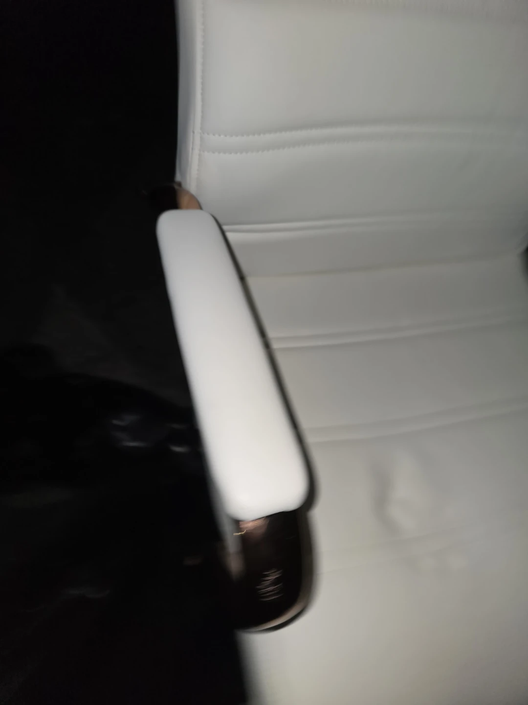 White Faux Leather Office Chair with Rose Gold Accents - photo 4