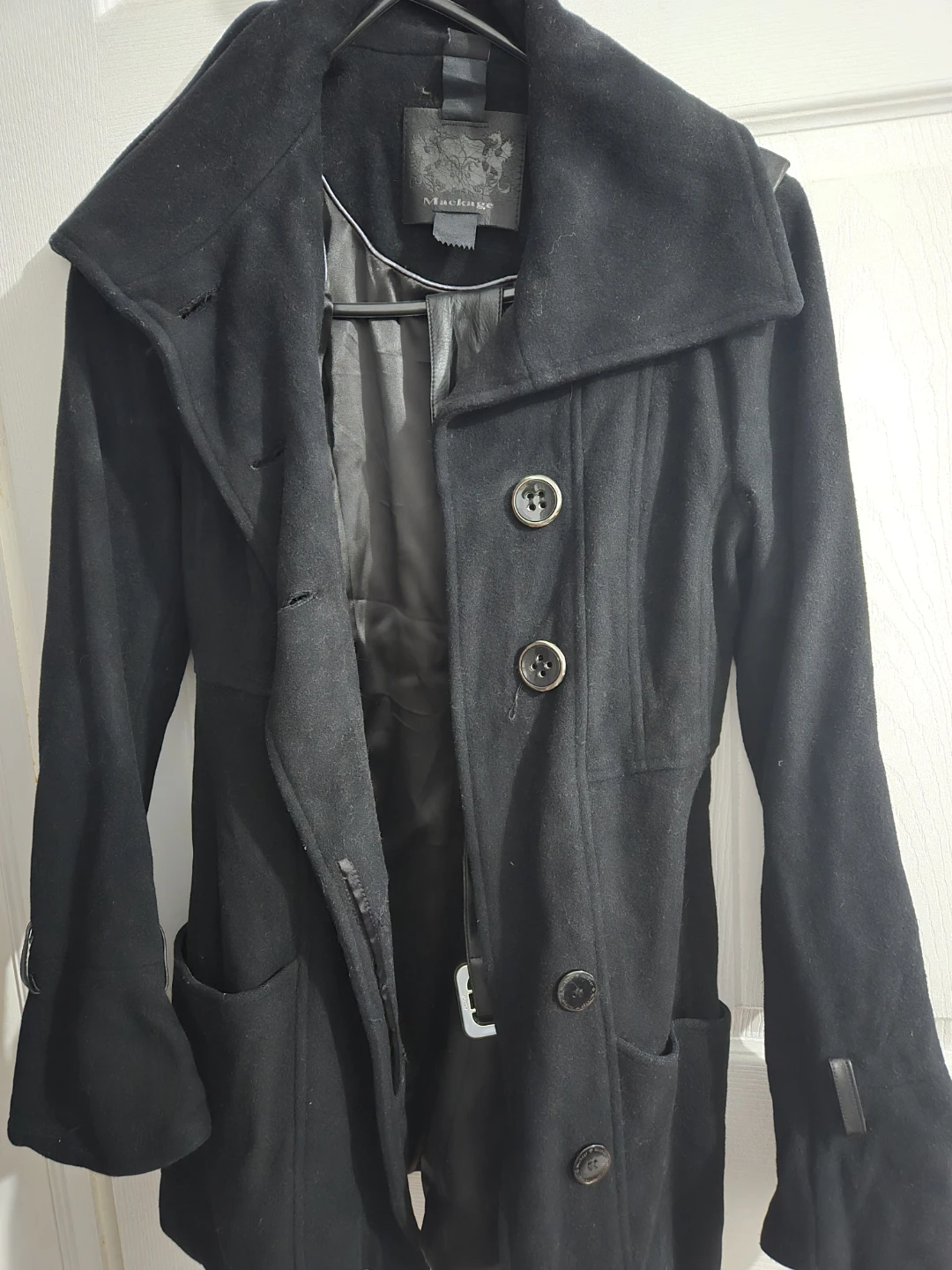 Mackage Black Wool Blend Coat XS