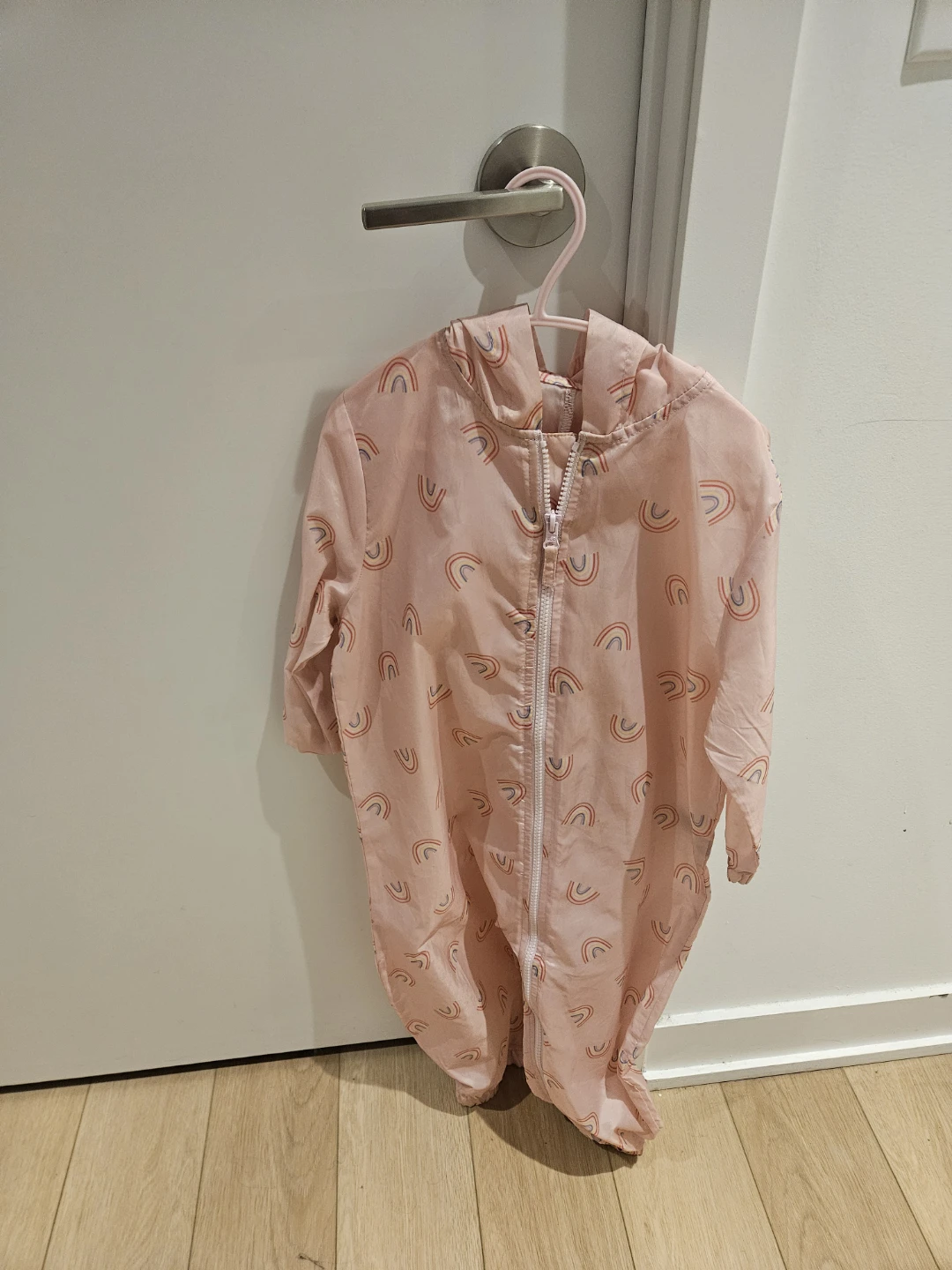 Pink Rainbow Zip-Up Romper
