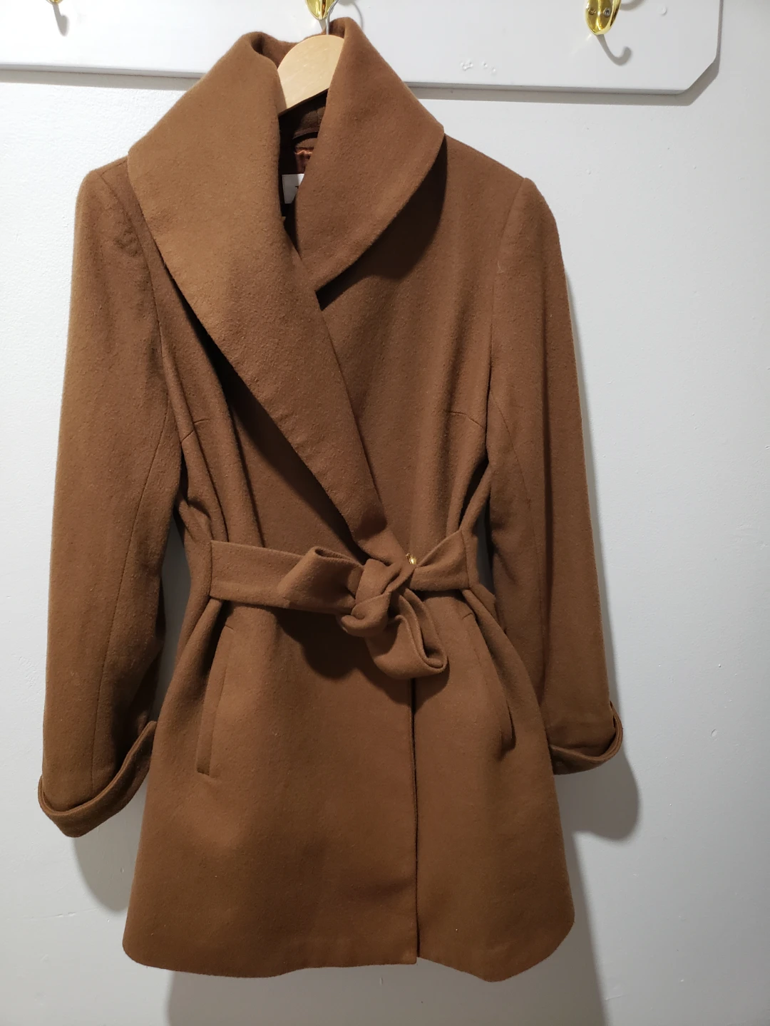 Brown Wool Coat with Belt