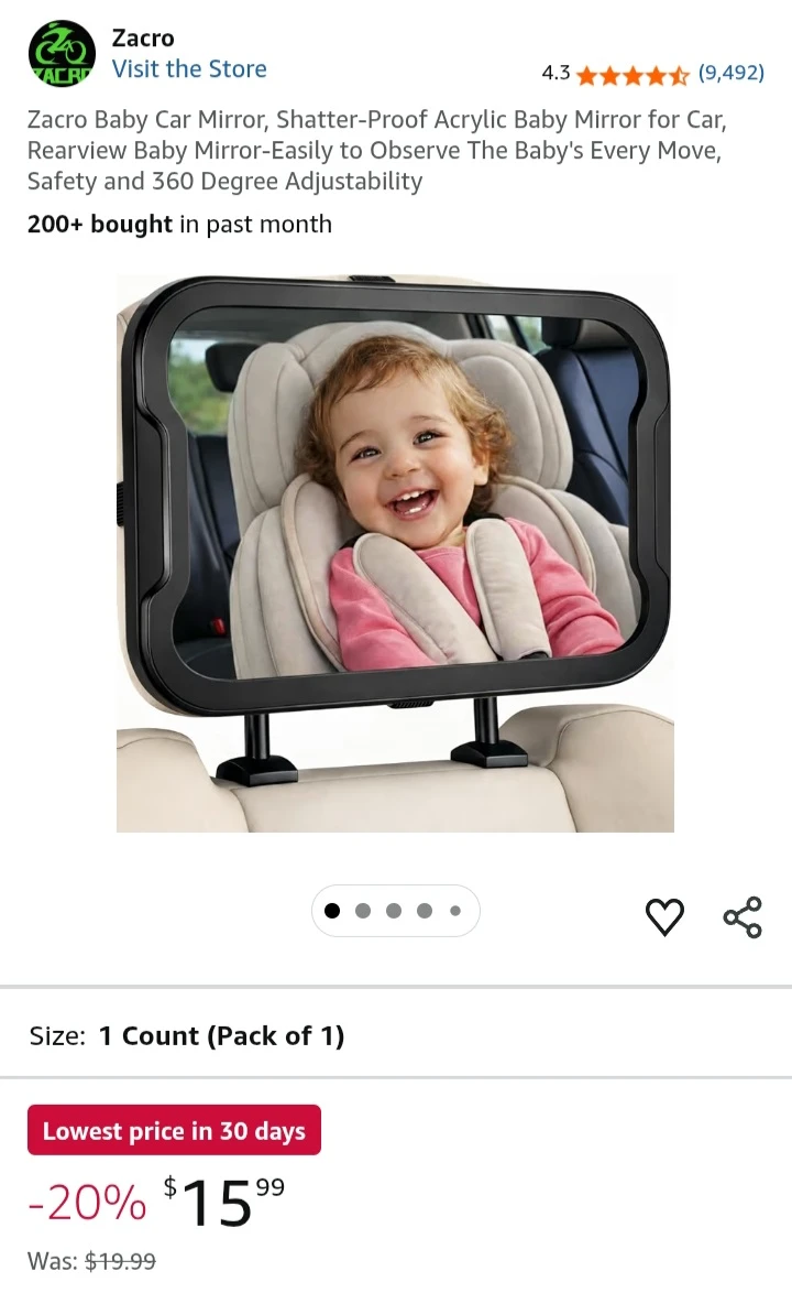 NEW!  Zacro Shatter-Proof Baby Car Mirror. 🧡 - photo 3