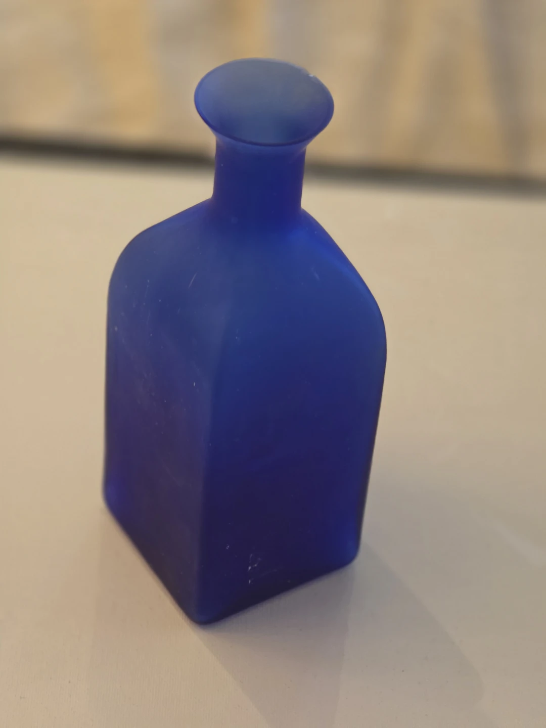 Cobalt Blue vintage Frosted Glass Decorative Bottle - photo 4