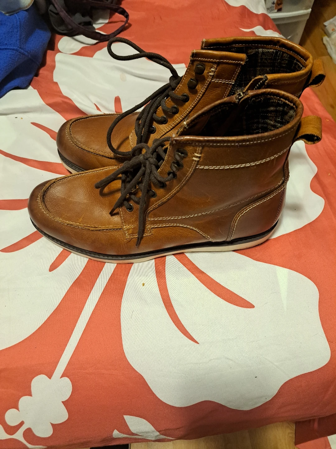 Men's Brown Leather Boots Size 12