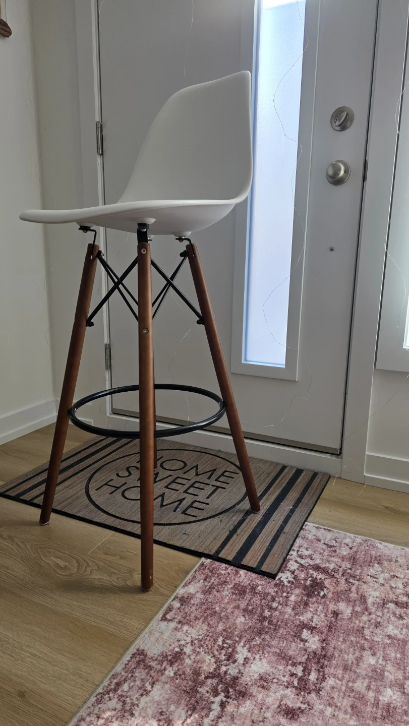 White Bar Stool with Wooden Legs - photo 2
