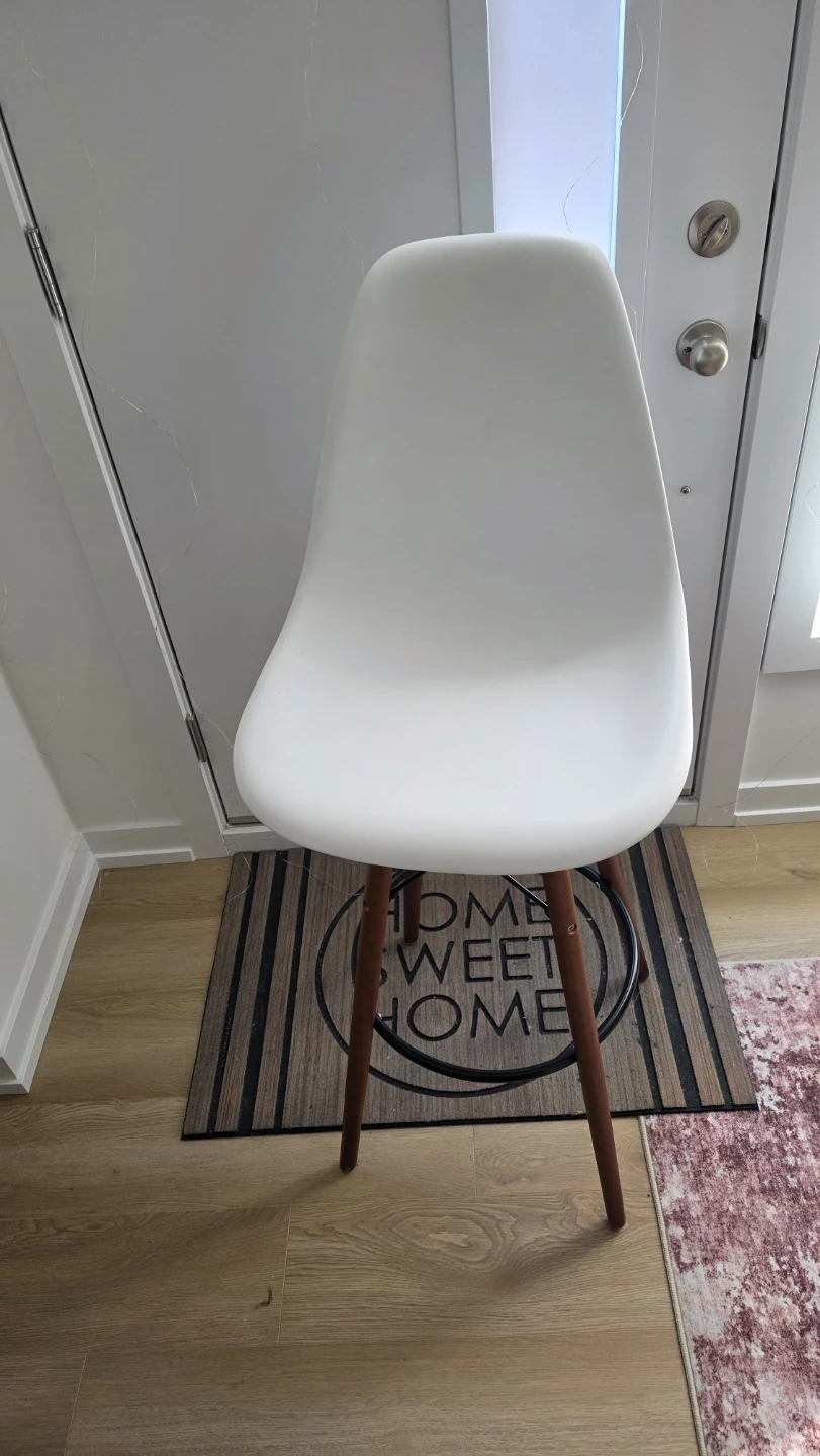 White Bar Stool with Wooden Legs - photo 3