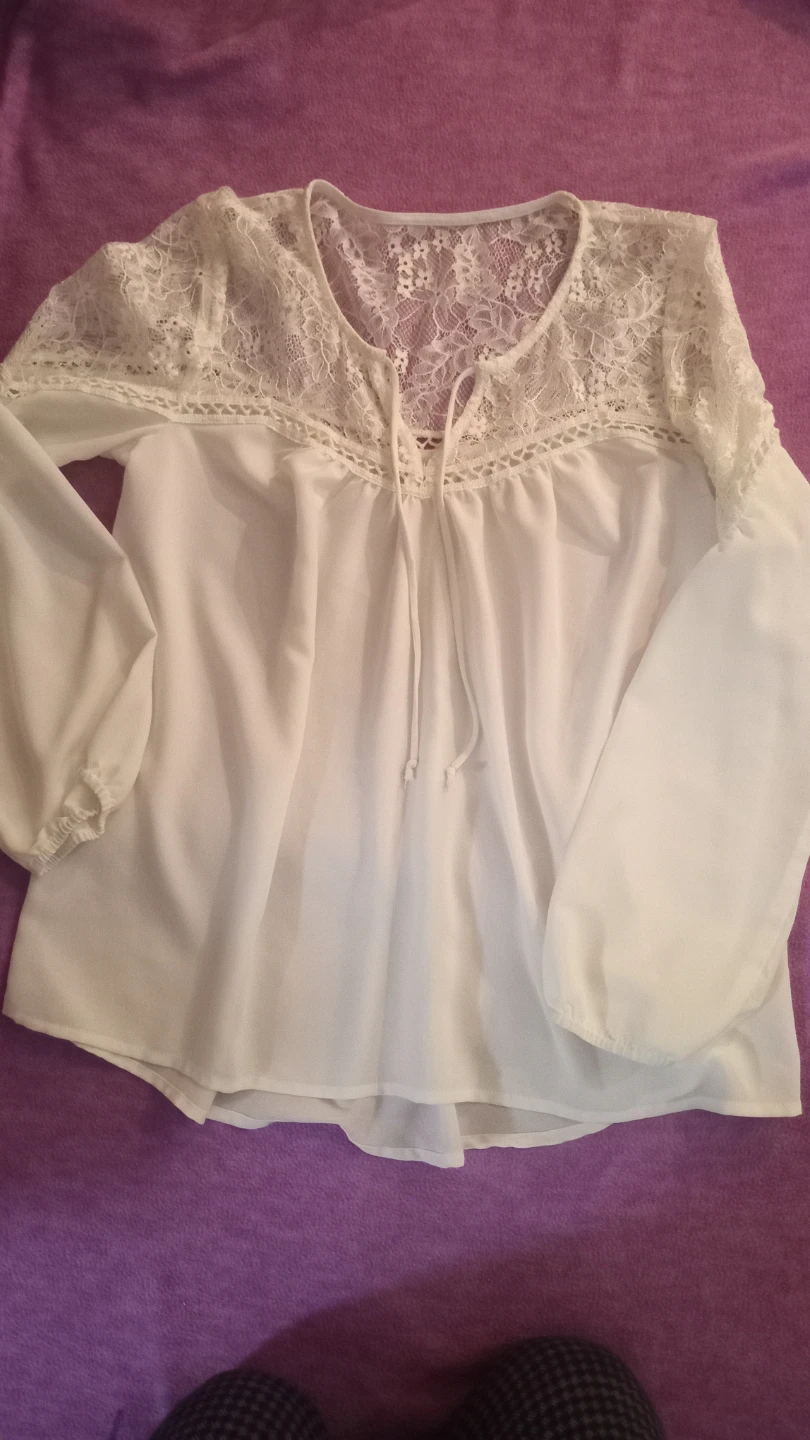 White Lace Trim Blouse size small