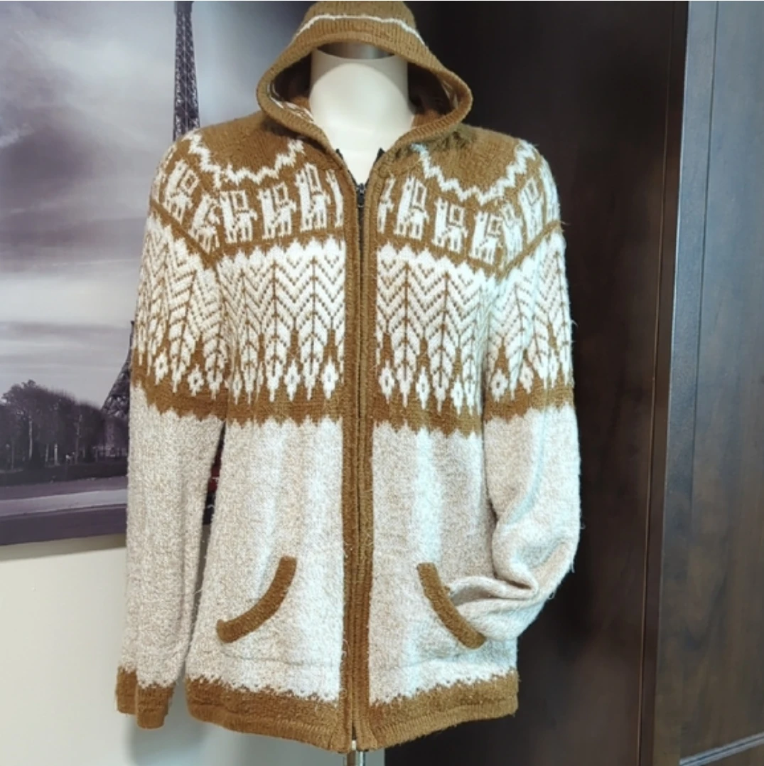 Hooded Alpaca Wool Blend Sweater