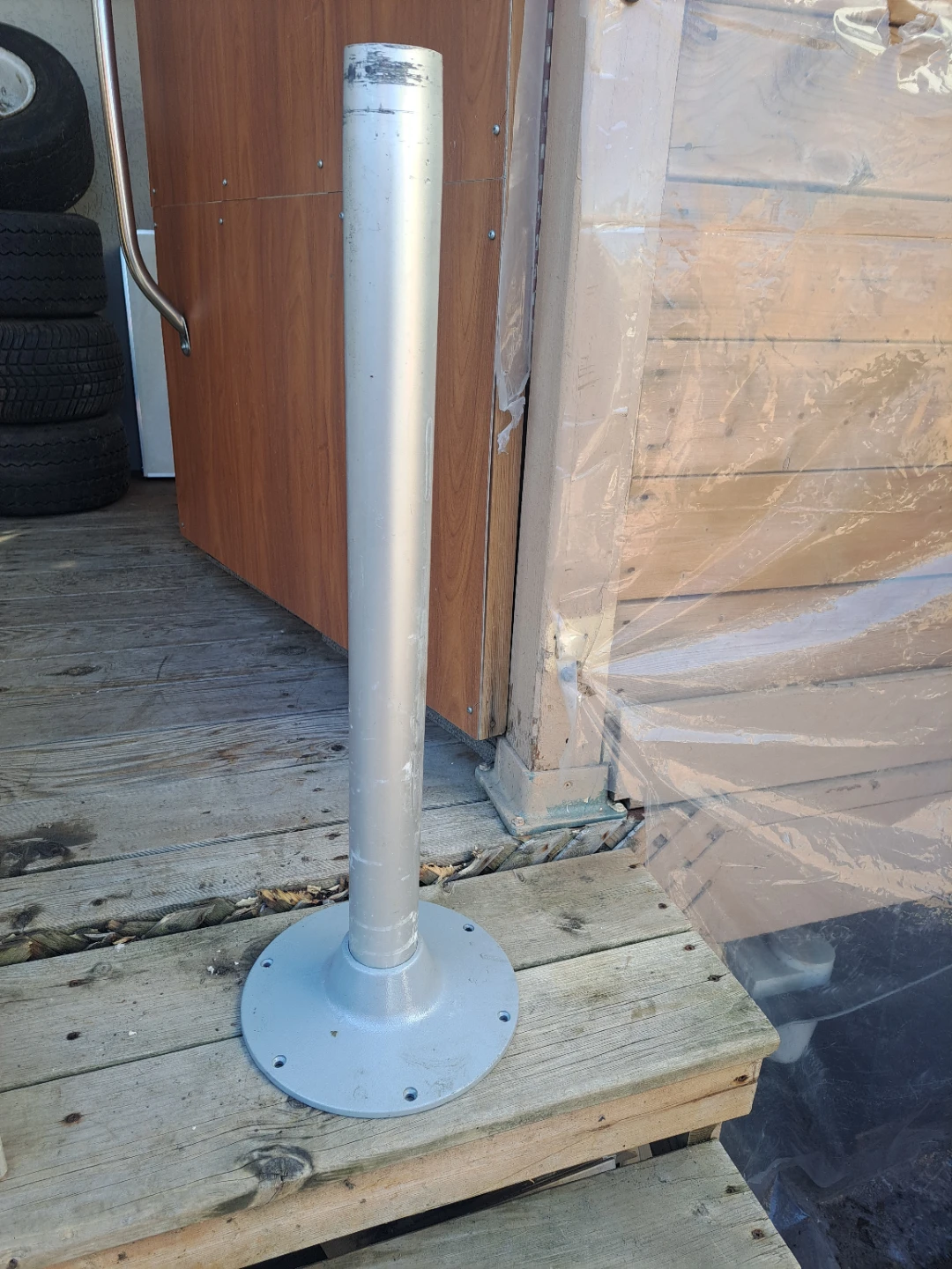 Silver Metal Post with Flange Base