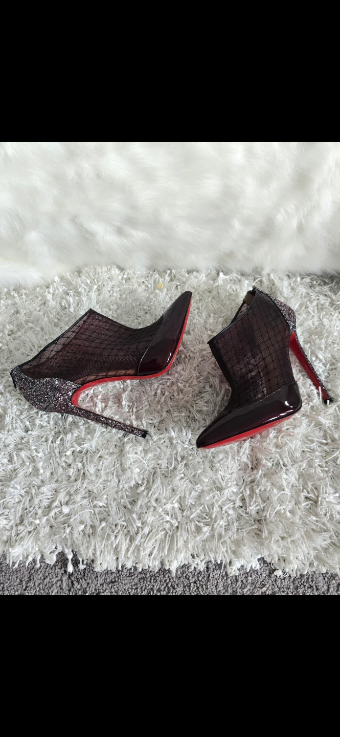 Christian Louboutin Glitter Mesh Ankle Boots