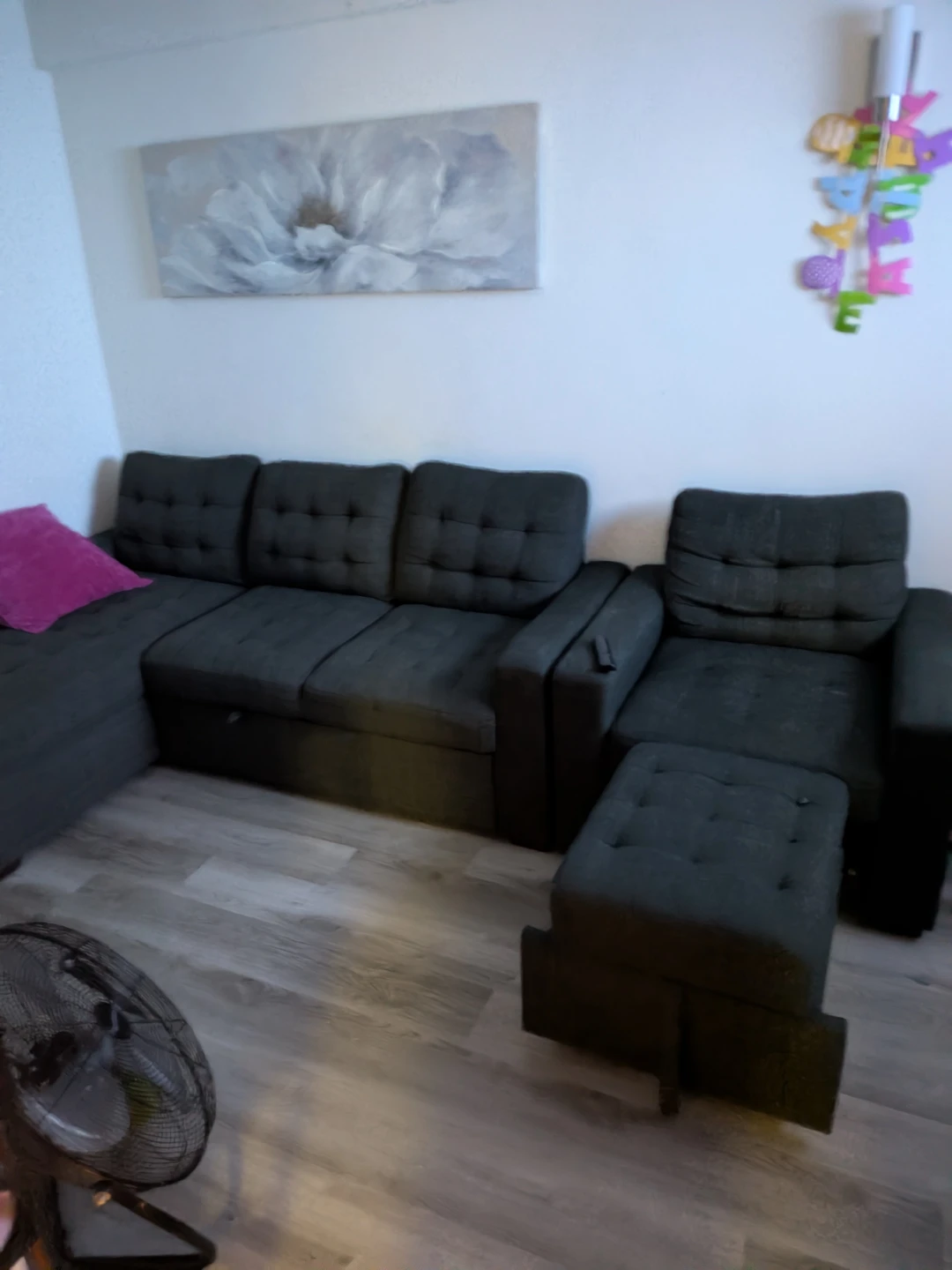 Dark Gray Sectional Sofa with Ottoman