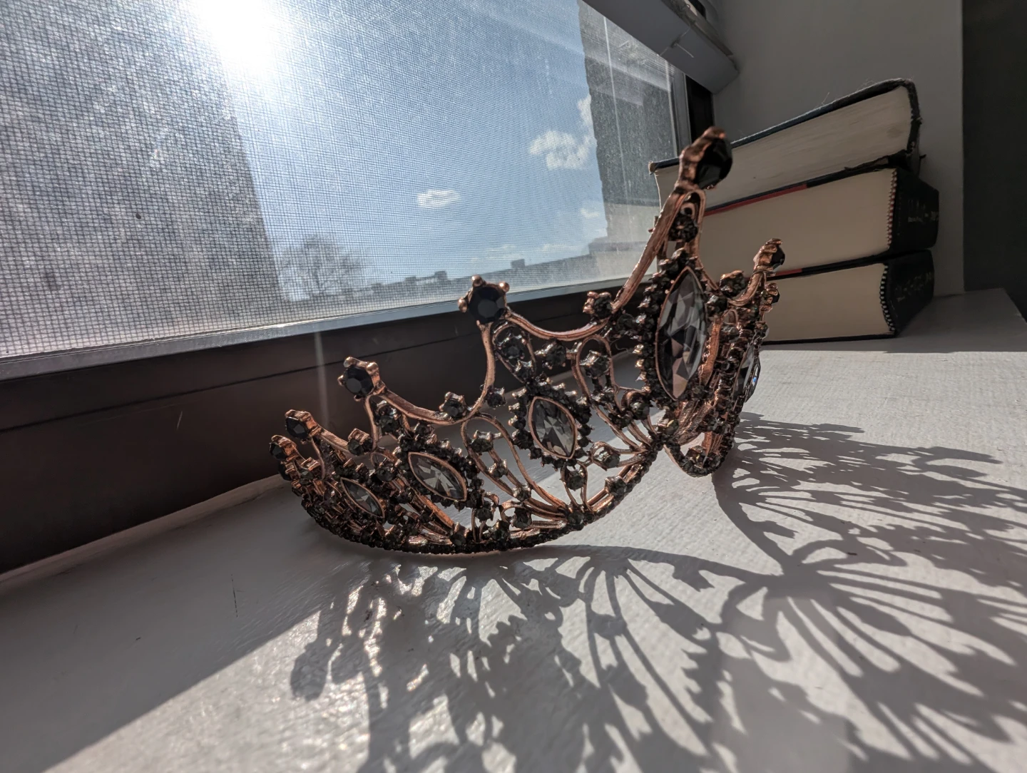 Bronze Tone Tiara with Dark Gems - photo 2