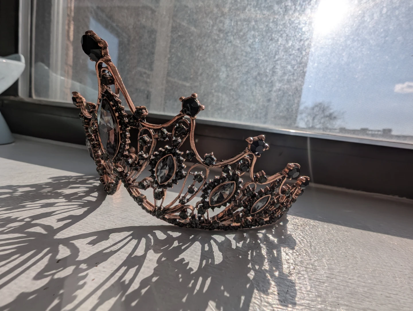 Bronze Tone Tiara with Dark Gems - photo 3
