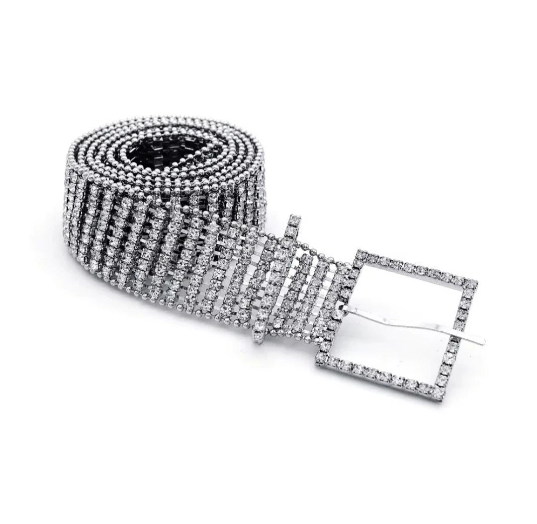 Water Every Sunday Crystal Rhinestone Belt Size Lg/XL - photo 4