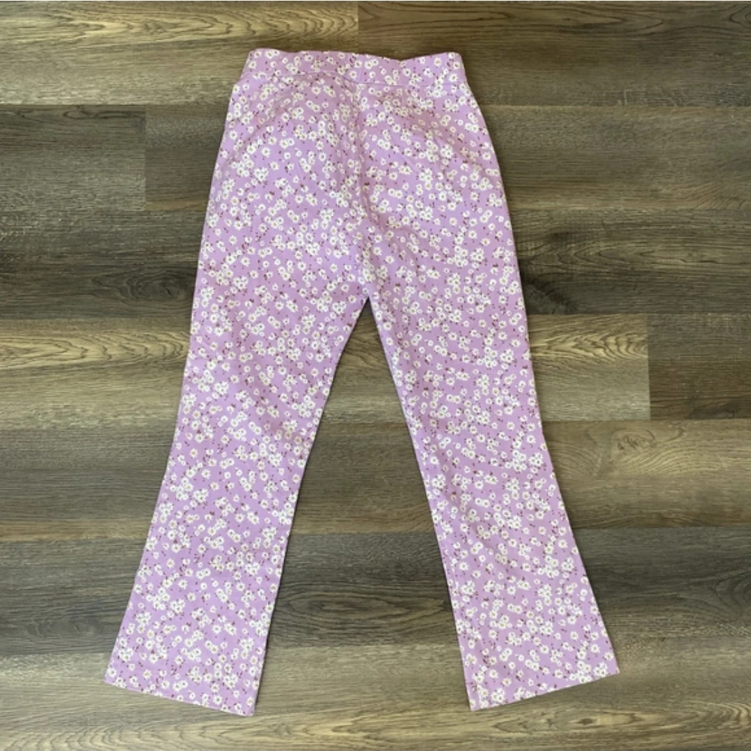 ​Zara Purple Floral Cropped Flare Pants - NWOT - photo 2