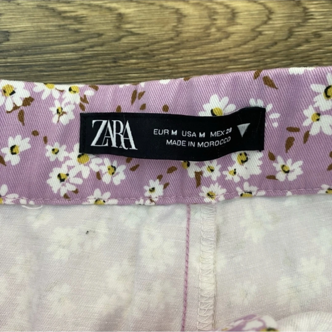 ​Zara Purple Floral Cropped Flare Pants - NWOT - photo 3