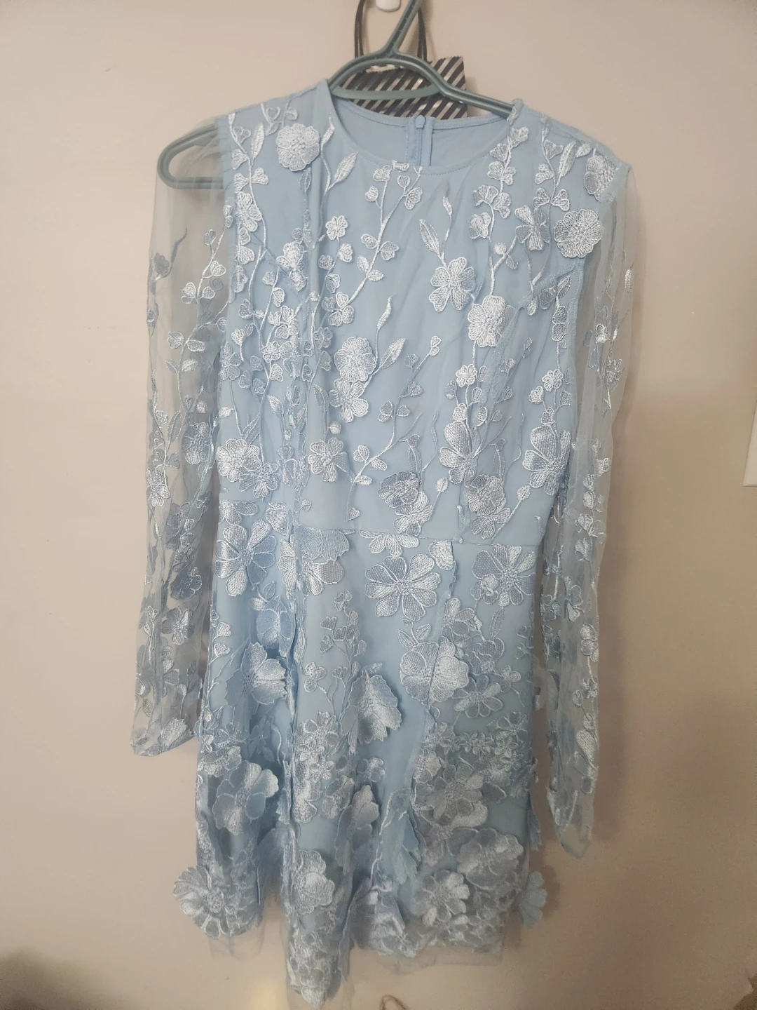 Baby Blue Embroidered Lace Dress
