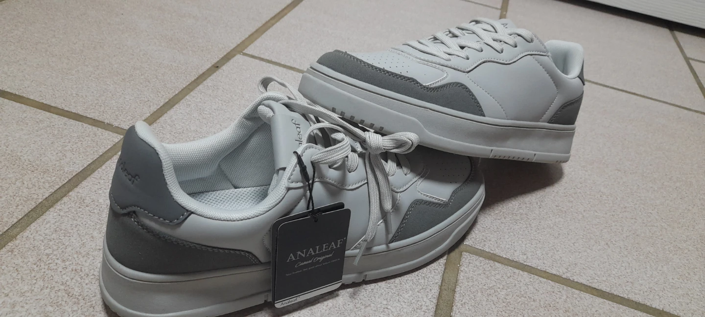 ANALEEF White and Grey Casual Sneakers