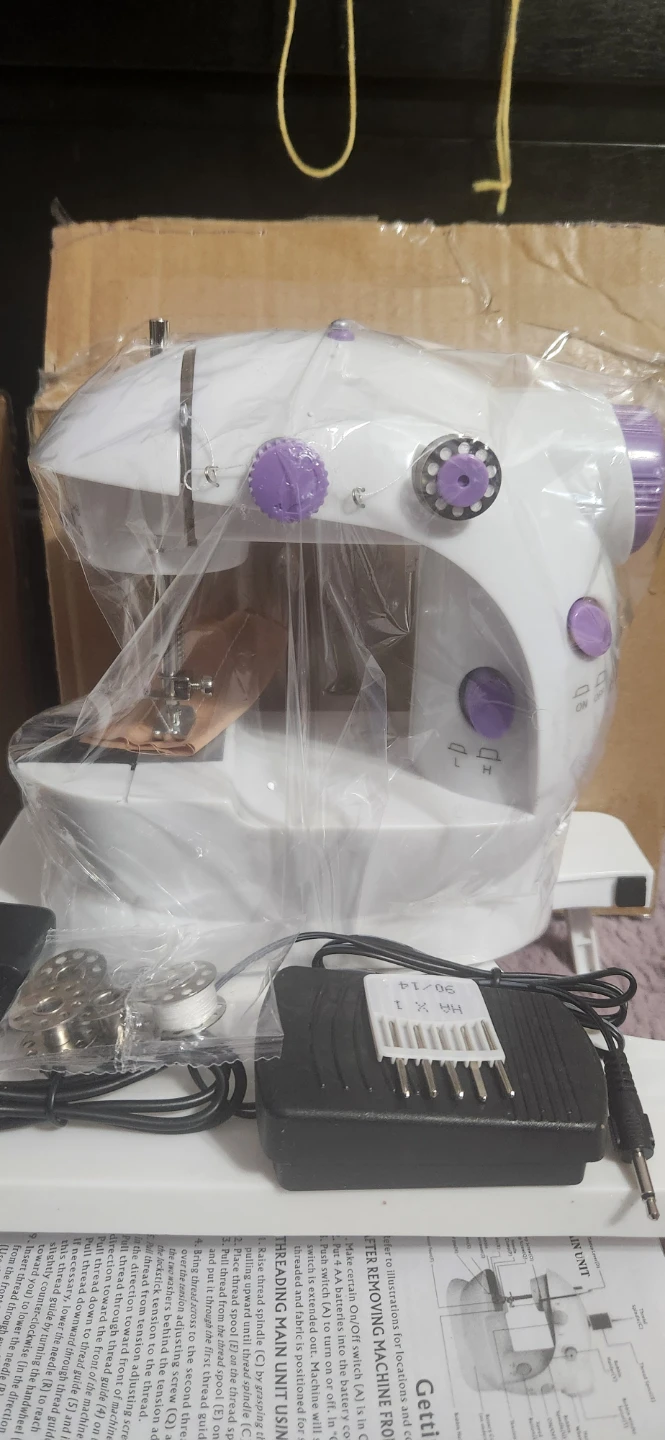 White Mini Sewing Machine with Accessories