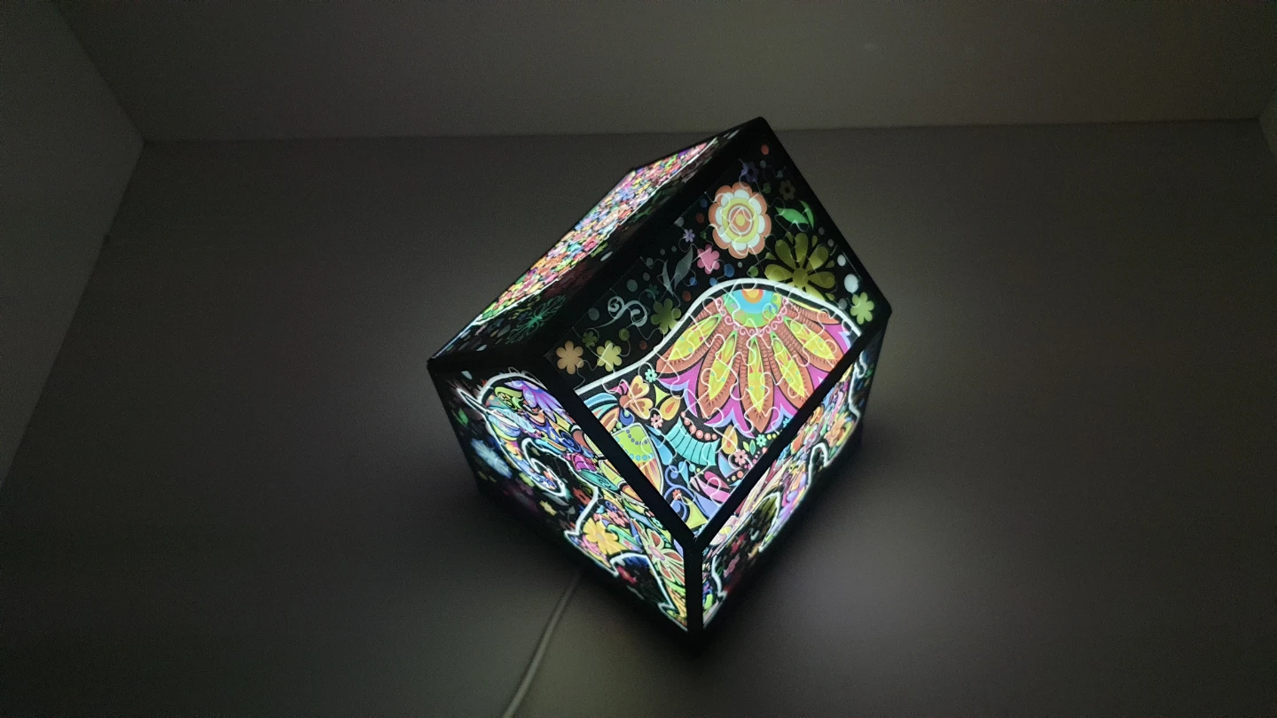 House Shaped Puzzle Lamp with Elephant and Floral Design