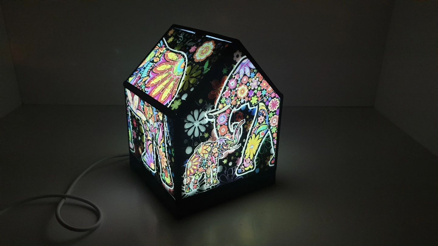 House Shaped Puzzle Lamp with Elephant and Floral Design - photo 3