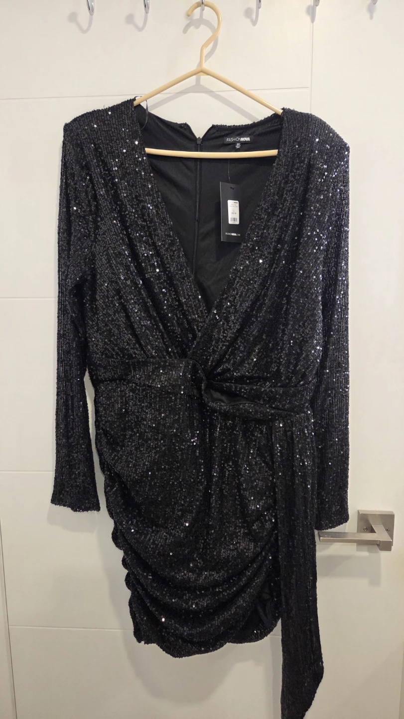 Fashion Nova Sequin Mini Dress Black Size 2X