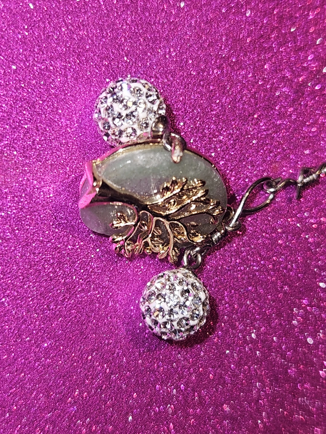 2 Silver S925 with Pendant Necklace with 10k Cluster, Jade, CZ