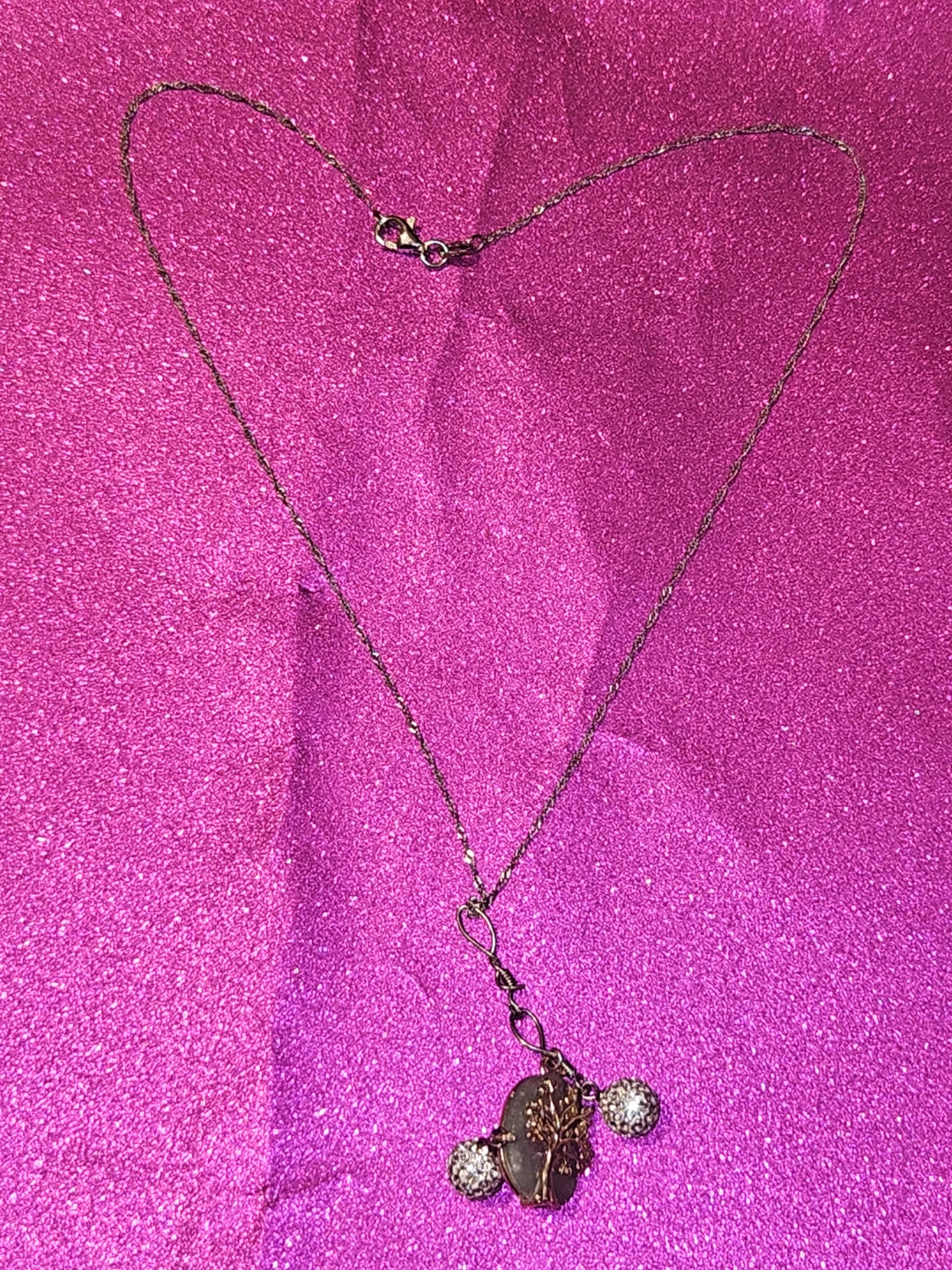 2 Silver S925 with Pendant Necklace with 10k Cluster, Jade, CZ - photo 3