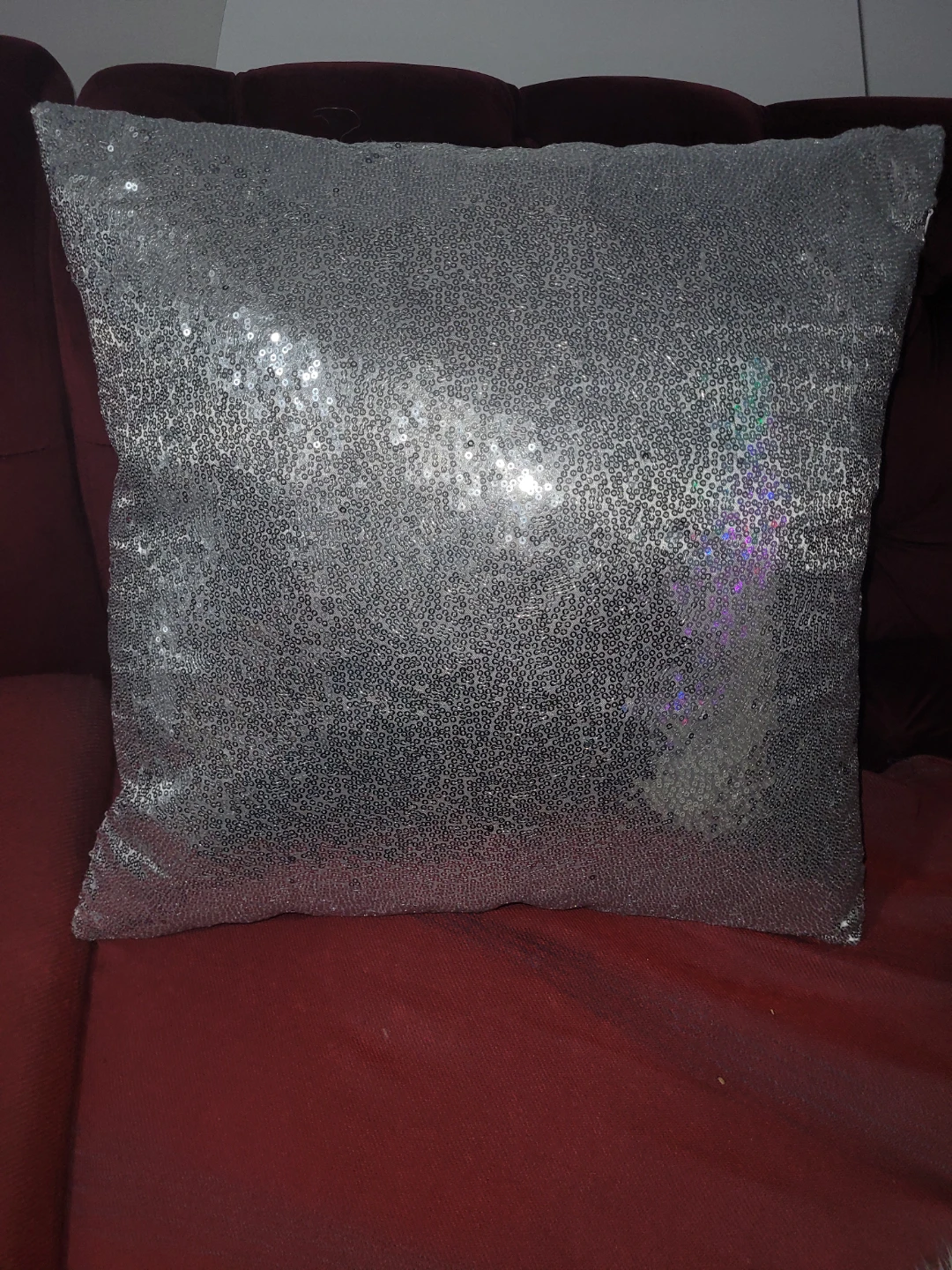 Silver Sequin Throw Pillow